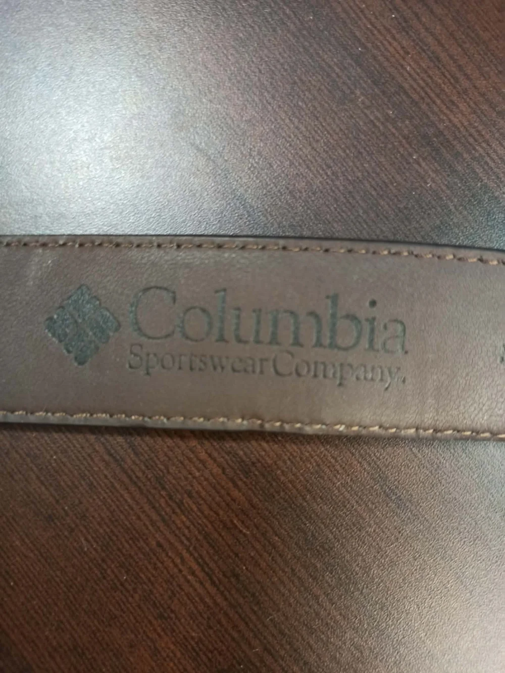 COLUMBIA Men's Brown Synthetic Leather Casual Belt Size 32 Silver Buckle